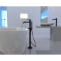 Paffoni Light - Robinetterie de baignoire à monter au sol avec accessoires, noir mat LIG032NO