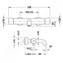 Duravit C.1 - Mitigeur thermostatique de baignoire, noir mat C15220000046