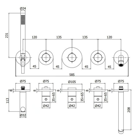 Paffoni Modular Box - Mitigeur thermostatique encastré, pour 2 sorties, noir mat MDE001NO