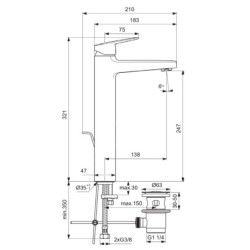Ideal Standard CeraPlan - Mitigeur de lavabo avec vidage, noir BD238XG
