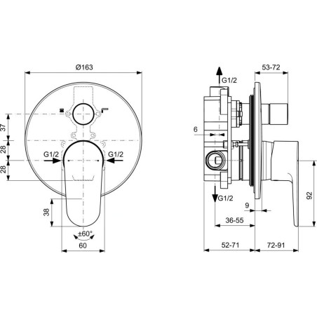 Ideal Standard Cerafine O - Mitigeur encastré pour 2 sorties, noir BD135XG