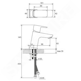 Ravak 10° Free - Mitigeur de lavabo TD F 012.20, noir X070148