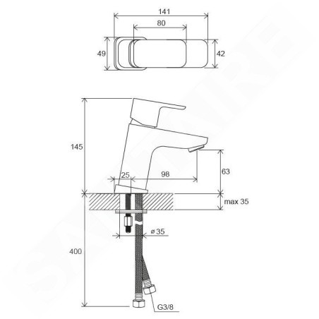 Ravak 10° Free - Mitigeur de lavabo TD F 012.20, noir X070148