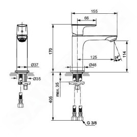 Ideal Standard Connect Air - Mitigeur de lavabo Grande Slim, chrome A7015AA