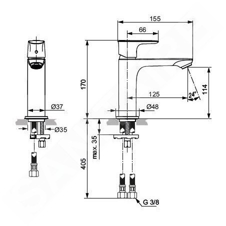 Ideal Standard Connect Air - Mitigeur de lavabo Grande Slim, chrome A7015AA
