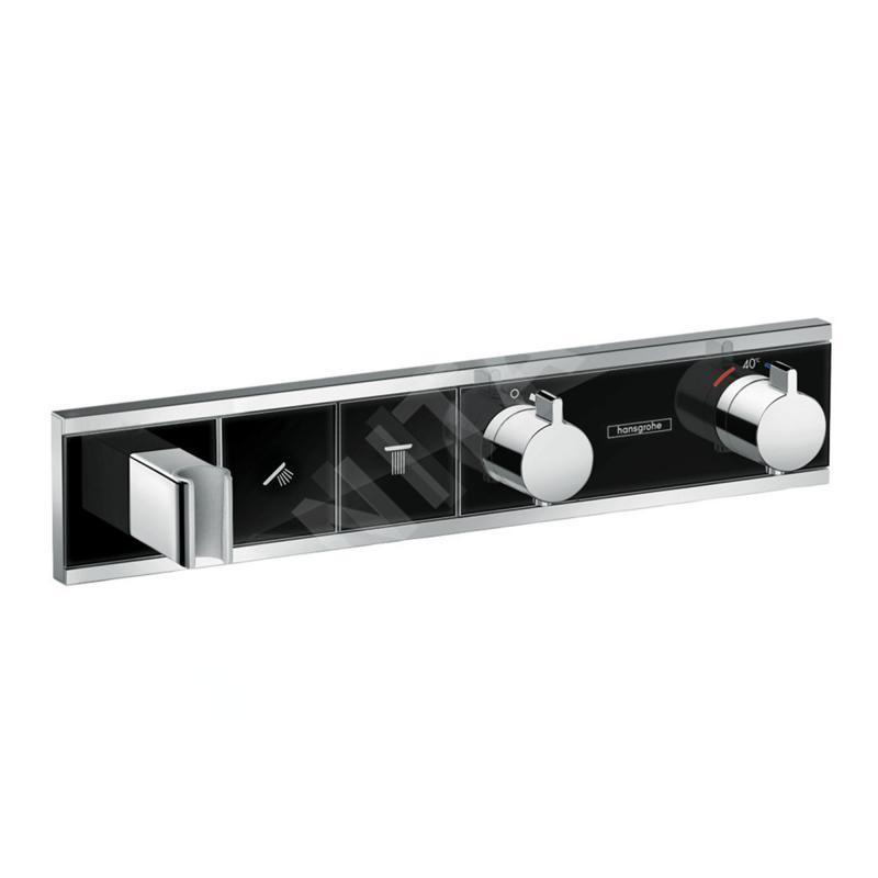 Hansgrohe RainSelect - Mitigeur thermostatique de douche encastré pour 2 sorties, noir/ chrome 15355600 Hansgrohe RainSelect - Mitigeur thermostatique de douche encastré pour 2 sorties, noir/ chrome 15355600