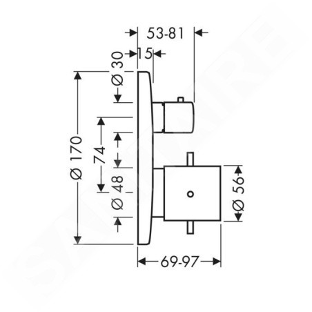 Axor Starck - Thermostat encastré avec robinet, chrome 10700000