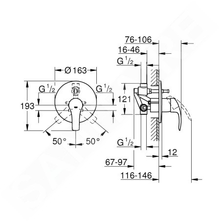 Grohe Eurosmart - Mitigeur de baignoire encastré, chrome 33305002