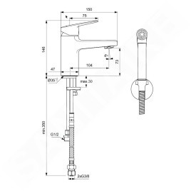 Ideal Standard CeraPlan - Mitigeur de lavabo avec douchette de bidet, chrome BD231AA
