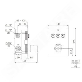 Steinberg 390 - Mitigeur thermostatique encastré pour 3 sorties, chrome 390 4231 3
