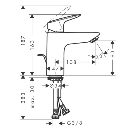 Hansgrohe Logis - Mitigeur de lavabo avec garniture de vidage, chrome 71171000