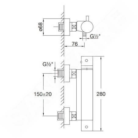 Steinberg 100 - Mitigeur thermostatique de douche, noir mat 100 3200 S
