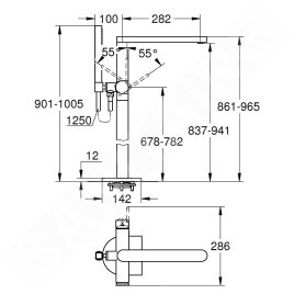 Grohe Plus - Mitigeur de baignoire à monter au sol, Hard Graphite brossé 23846AL3