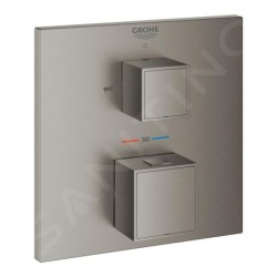 Grohe Grohtherm Cube - Mitigeur thermostatique encastré pour 2 sorties, Hard Graphite brossé 24155AL0