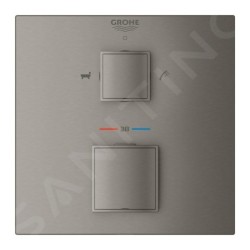 Grohe Grohtherm Cube - Mitigeur thermostatique encastré pour 2 sorties, Hard Graphite brossé 24155AL0