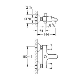 Grohe Costa S - Mitigeur de baignoire, chrome 25483001