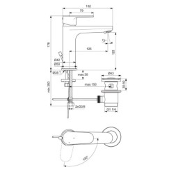Ideal Standard Cerafine O - Mitigeur de lavabo avec vidage, BlueStart, chrome BC702AA