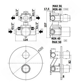 Paffoni Light - Mitigeur thermostatique de douche, encastré, avec corps d’encastrement, 2 sortie, noir mat LIQ018NO