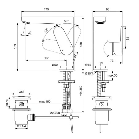Ideal Standard Cerafine O - Mitigeur de lavabo avec vidage, chrome BC497AA