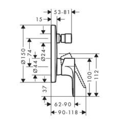 Hansgrohe Rebris E - Mitigeur de baignoire encastré, noir mat 72468670