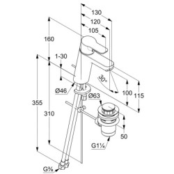 Kludi Pure&Easy - Mitigeur de lavabo avec vidage, chrome 372900565