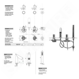 Sapho Robinetterie - Mitigeur thermostatique pour montage sur bord de baignoire, installation 4 trous, chrome TH101