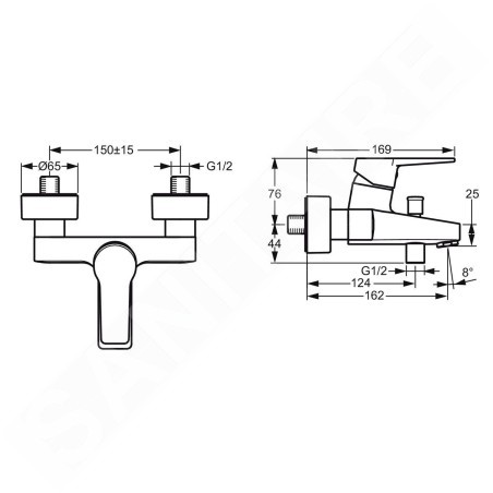 Hansa Twist - Mitigeur de baignoire, chrome 09742183