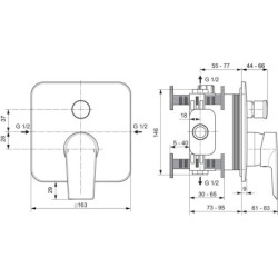 Ideal Standard Tesi - Mitigeur de baignoire encastré, chrome A6586AA