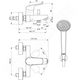 Ideal Standard CeraFlex - Mitigeur de baignoire mural, chrome B1722AA