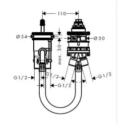 Hansgrohe Corps d’encastrement - Corps d’encastrement de mitigeur 2 trous à monter sur bord de baignoire 13159180