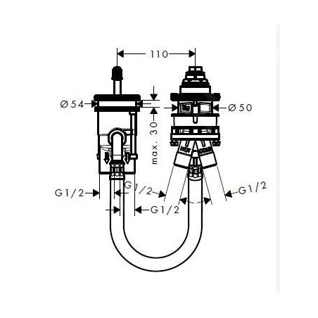 Hansgrohe Corps d’encastrement - Corps d’encastrement de mitigeur 2 trous à monter sur bord de baignoire 13159180