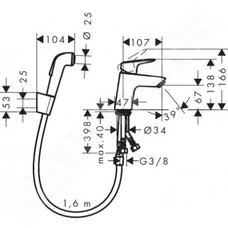 Hansgrohe Logis - Mitigeur de lavabo avec douchette de bidet, chrome 71290000