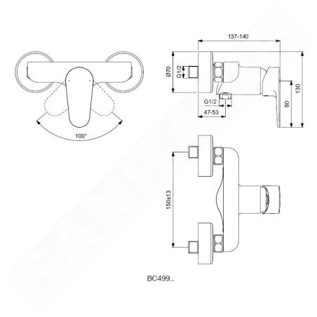 Ideal Standard Cerafine O - Mitigeur de douche, noir BC499XG