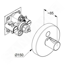 Kludi Push - Mitigeur de douche thermostatique encastré, pour 1 sortie, chrome 389020538