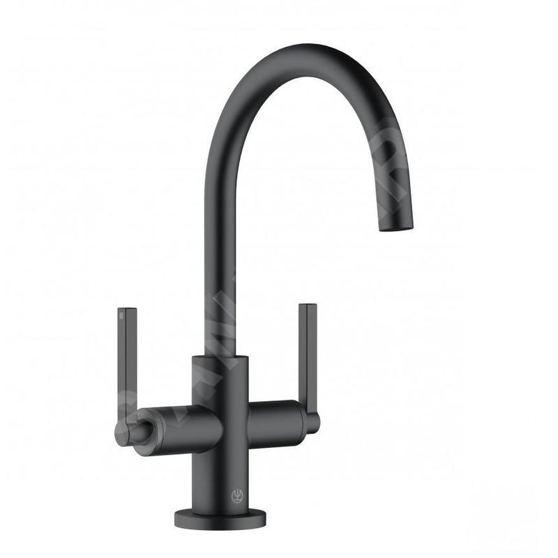 Kludi Nova Fonte - Mitigeur de lavabo avec Push-Open et bec pivotant, noir mat 201183915