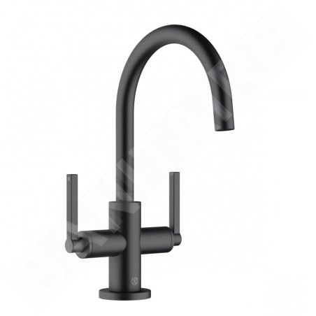 Kludi Nova Fonte - Mitigeur de lavabo avec Push-Open et bec pivotant, noir mat 201183915