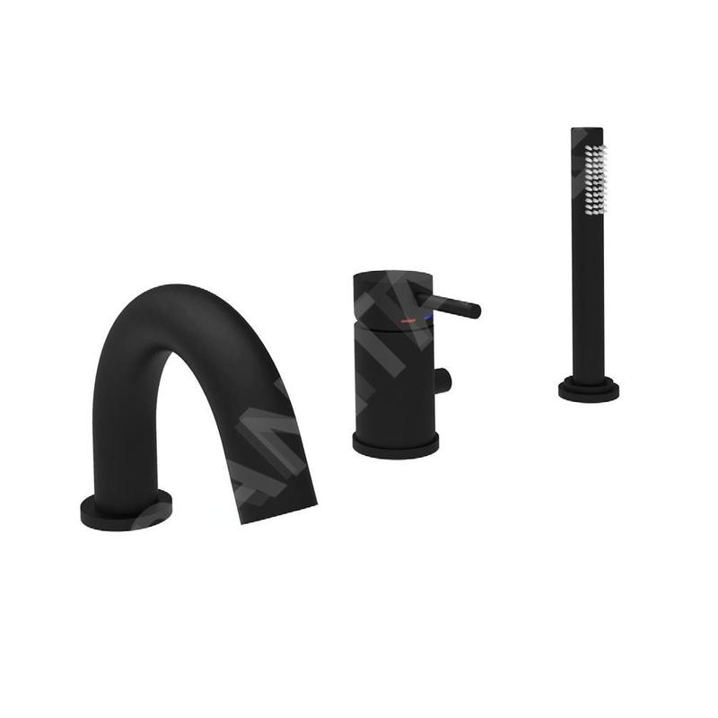 Paffoni Light - Robinetterie pour montage sur bord de baignoire, installation 3 trous, noir mat LIG047NO