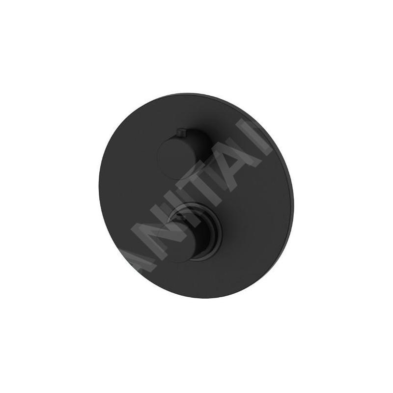 Paffoni Light - Mitigeur thermostatique de douche, encastré, avec corps d’encastrement, 3 sorties, noir mat LIQ019NO