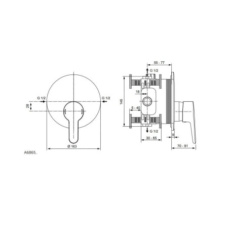 Ideal Standard Ceraplus II - Robinetterie de douche encastrée, chrome A6865AA