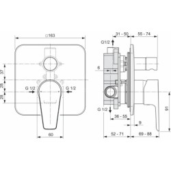 Ideal Standard Cerafine D - Mitigeur encastré de baignoire avec corps d'encastrement, chrome A7189AA