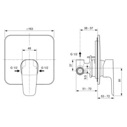 Ideal Standard Cerafine D - Mitigeur encastré de douche avec corps d'encastrement, chrome/perle grise A7188U8