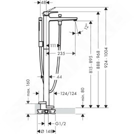 Hansgrohe Metropol - Mitigeur de baignoire à monter au sol, noir chromé brossé 32532340