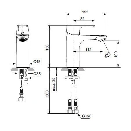 Ideal Standard Connect Air - Mitigeur de lavabo, chrome A7024AA