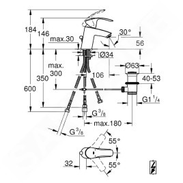 Grohe Eurosmart - Mitigeur de lavabo avec vidage, chrome 23459002