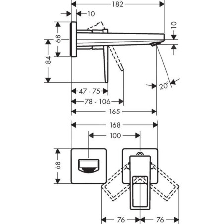 Hansgrohe Metropol - Mitigeur de lavabo encastré, installation 2 trous, chrome 74525000