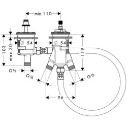 Axor Corps d’encastrement - Corps d’encastrement pour thermostatique deux trous à monter sur bord de baignoire 15486180