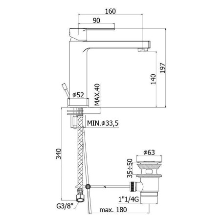 Paffoni West - Mitigeur de lavabo avec vidage, chrome WS073CR