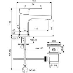 Ideal Standard Cerafine D - Mitigeur de lavabo avec bonde, chrome BC685AA