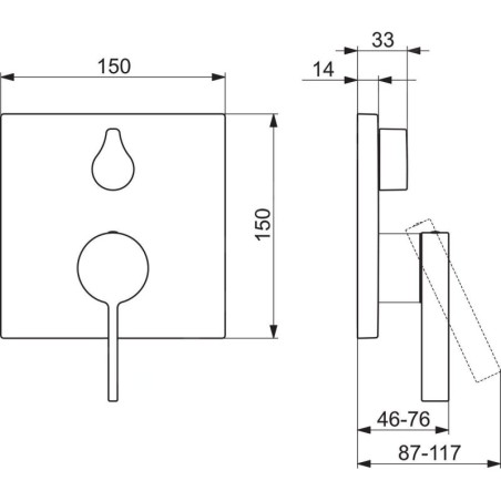 Hansa Loft - Mitigeur de baignoire encastré, avec inverseur pour 2 sorties, chrome 87609003