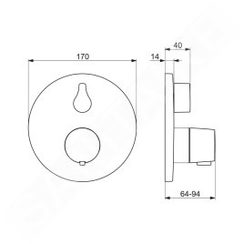 Hansa Living - Mitigeur thermostatique de baignoire encastré, avec inverseur pour 2 sorties, chrome 81149552